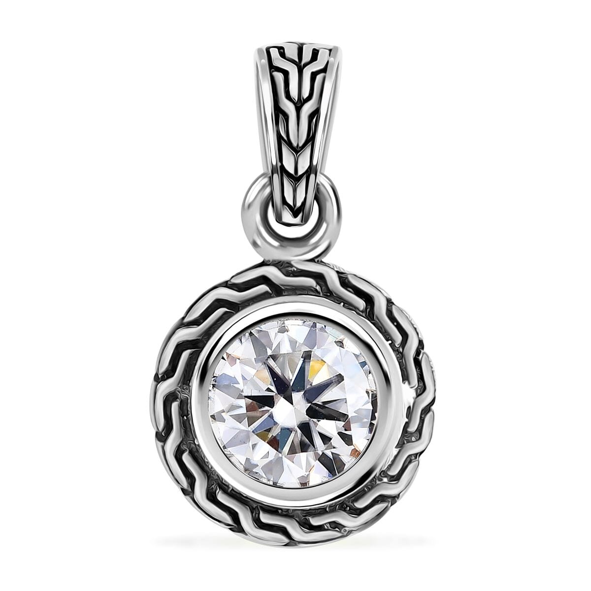 Bali Legacy 120 Facet Moissanite 1.85 ctw Pendant without Chain Sterling Silver  image number 0
