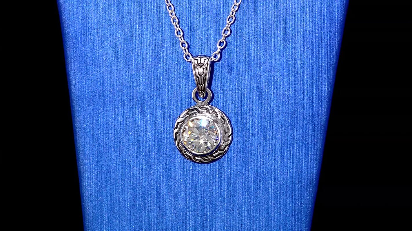 Bali Legacy 120 Facet Moissanite 1.85 ctw Pendant without Chain Sterling Silver