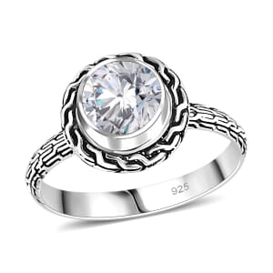 Bali Legacy 120 Facet Moissanite 1.85 ctw Ring in Sterling Silver (Size 10.0) 