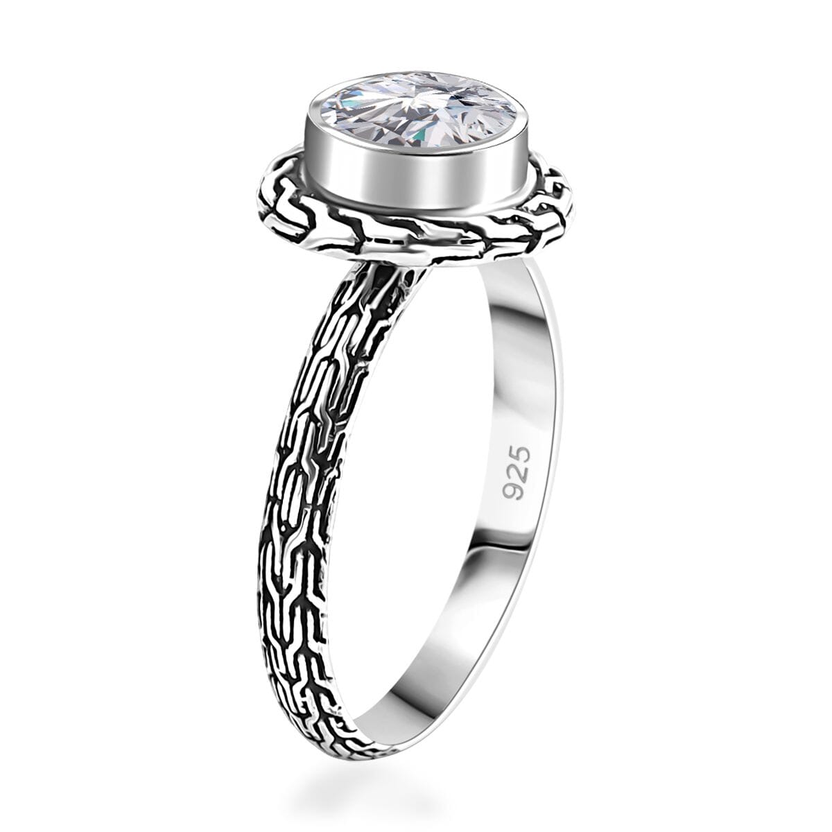 Bali Legacy 120 Facet Moissanite 1.85 ctw Ring in Sterling Silver (Size 10.0)  image number 3