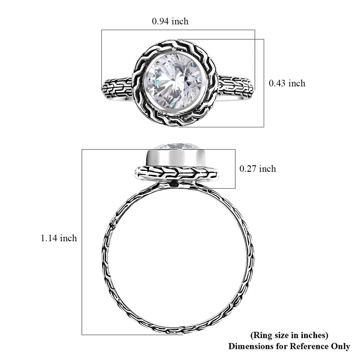 Bali Legacy 120 Facet Moissanite 1.85 ctw Ring in Sterling Silver (Size 10.0)  image number 5