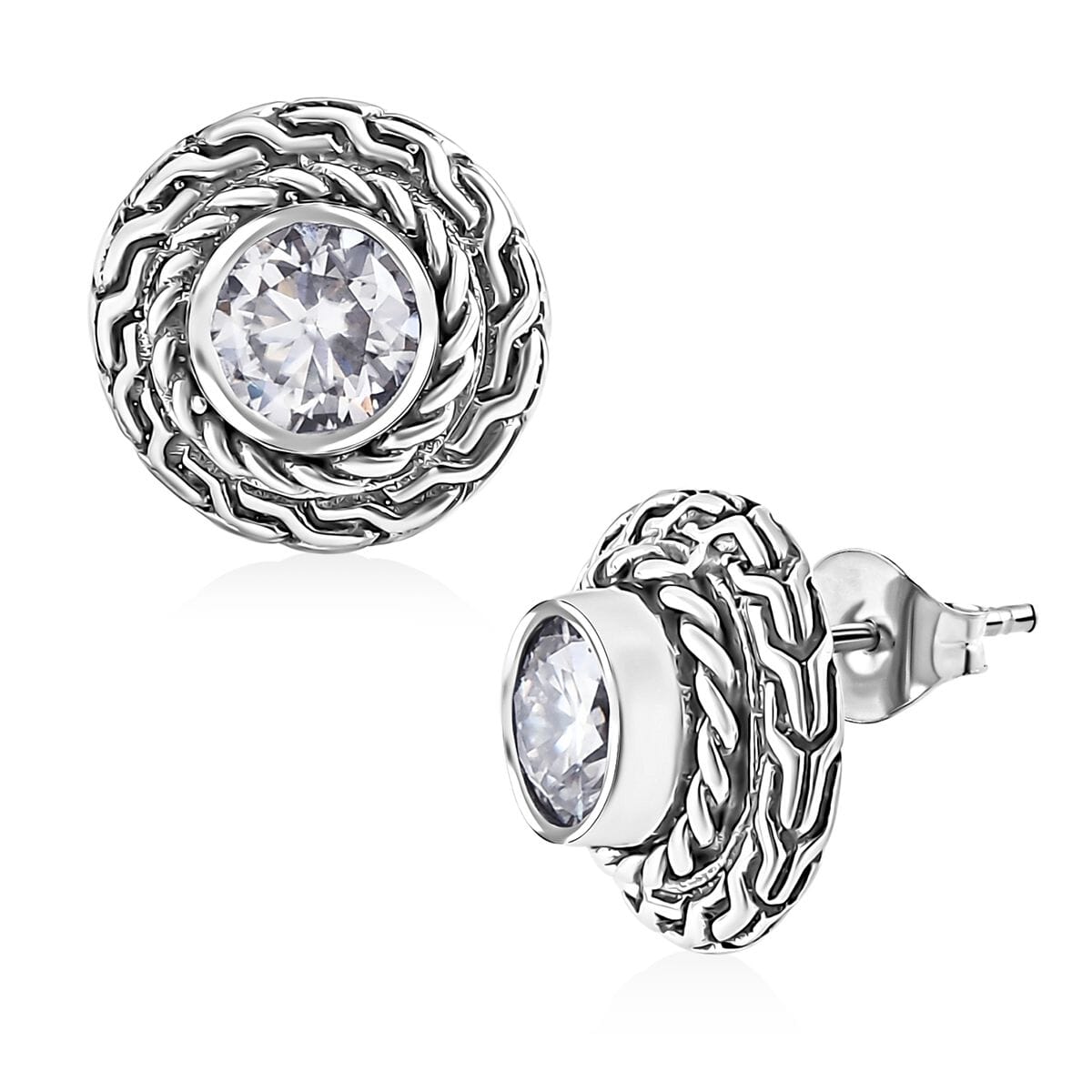 Bali Legacy 120 Facet Moissanite 1.50 ctw Stud Earrings in Sterling Silver  image number 0