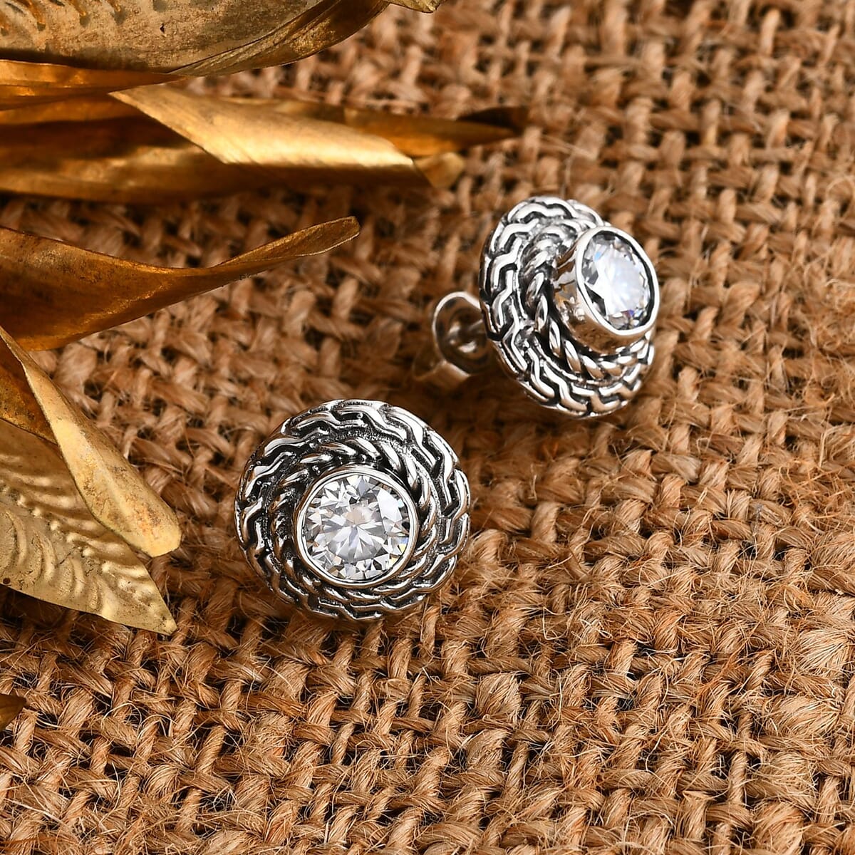Bali Legacy 120 Facet Moissanite 1.50 ctw Stud Earrings in Sterling Silver  image number 1
