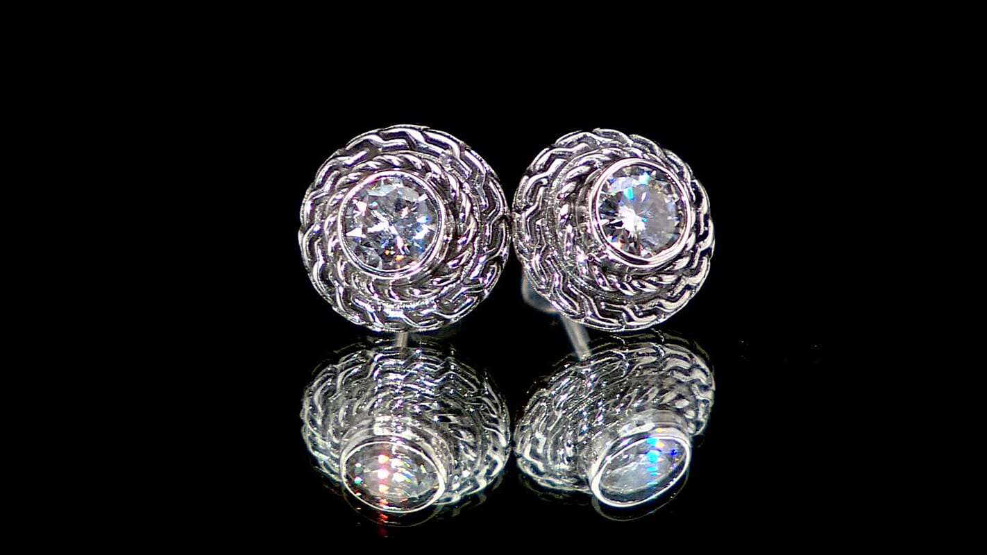 Bali Legacy 120 Facet Moissanite 1.50 ctw Stud Earrings in Sterling Silver