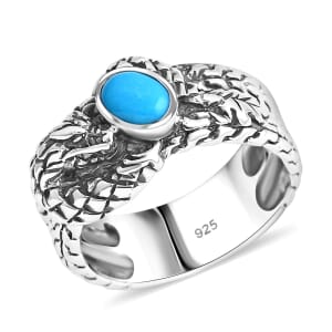   Bali Legacy Sleeping Beauty Turquoise 0.75 ctw Dragon Ring in Sterling Silver (Size 10.0) 