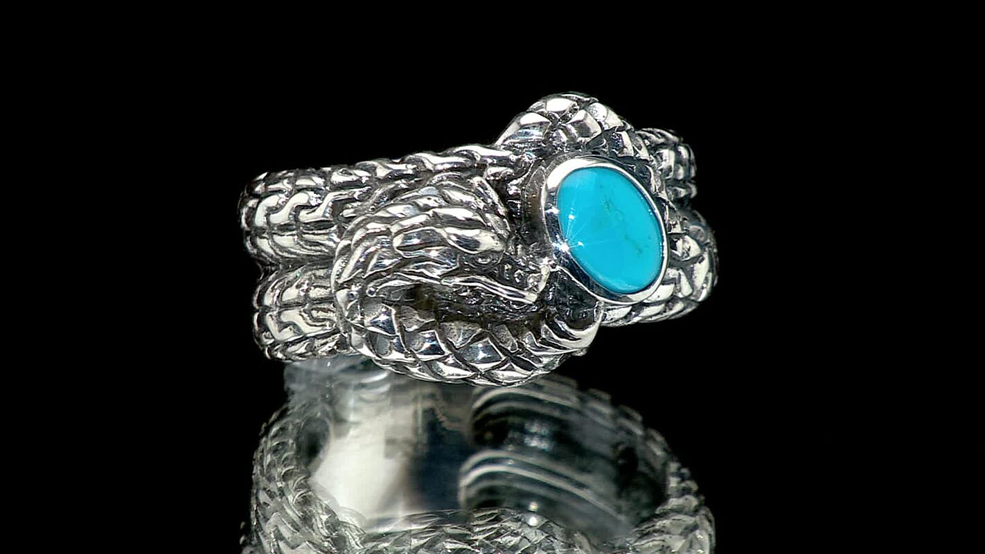 Bali Legacy Sleeping Beauty Turquoise 0.75 ctw Dragon Ring in Sterling Silver (Size 10.0)