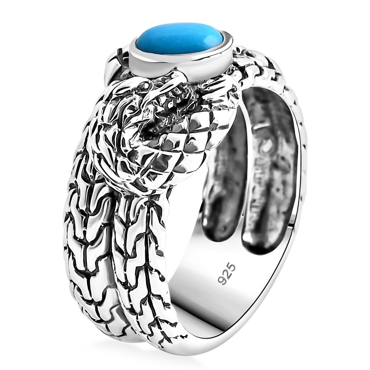   Bali Legacy Sleeping Beauty Turquoise 0.75 ctw Dragon Ring in Sterling Silver (Size 10.0)  image number 2