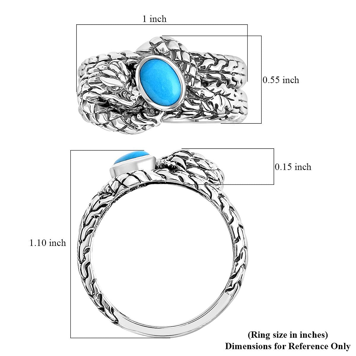   Bali Legacy Sleeping Beauty Turquoise 0.75 ctw Dragon Ring in Sterling Silver (Size 5.0)  image number 5