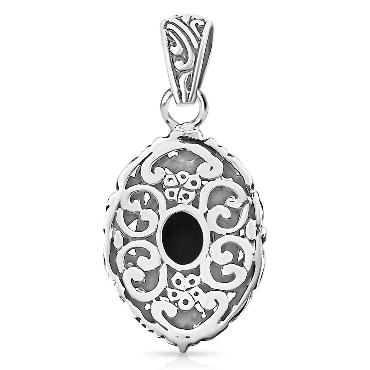 Bali Legacy Elysian Opal (Triplet) 1.50 ctw Butterfly and Floral Pendant without Chain in Sterling Silver  image number 2