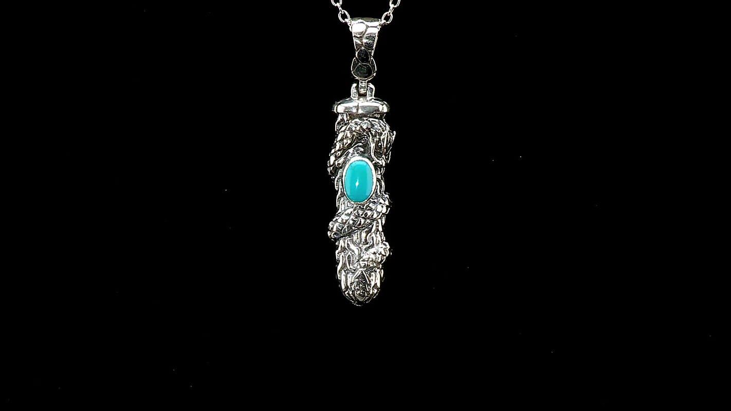 Bali Legacy Sleeping Beauty Turquoise 0.75 ctw Dragon Pendant without Chain in Sterling Silver