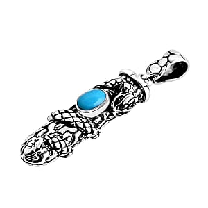 Bali Legacy Sleeping Beauty Turquoise 0.75 ctw Dragon Pendant without Chain in Sterling Silver 
