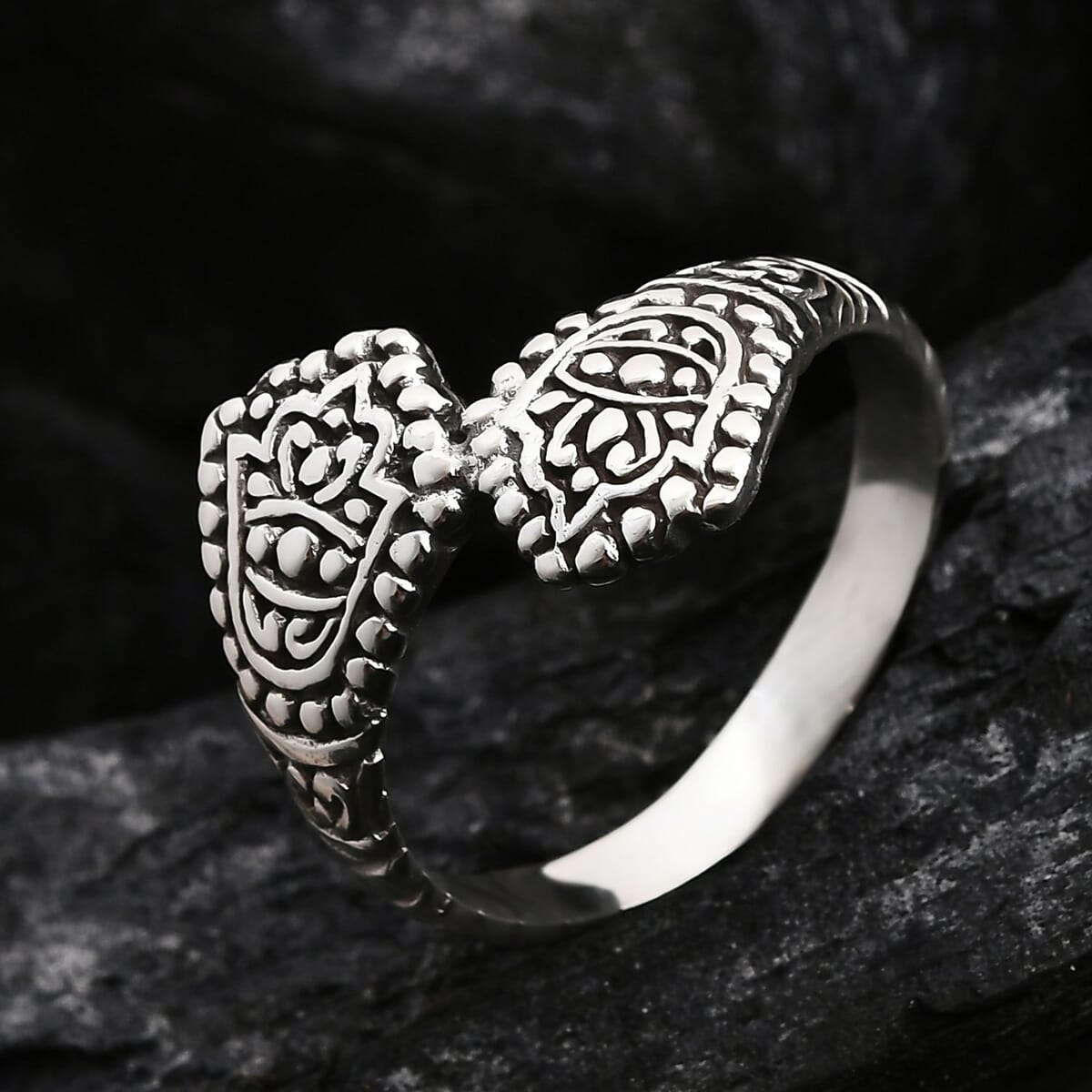  Bali Legacy Sterling Silver Bypass Ring (Size 10.0) 4.23 Grams image number 1