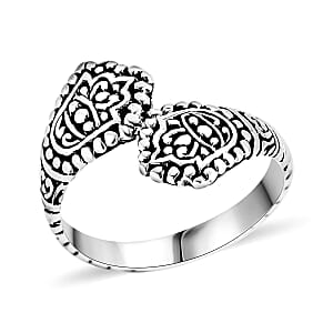  Bali Legacy Sterling Silver Bypass Ring (Size 6.0) 4.23 Grams