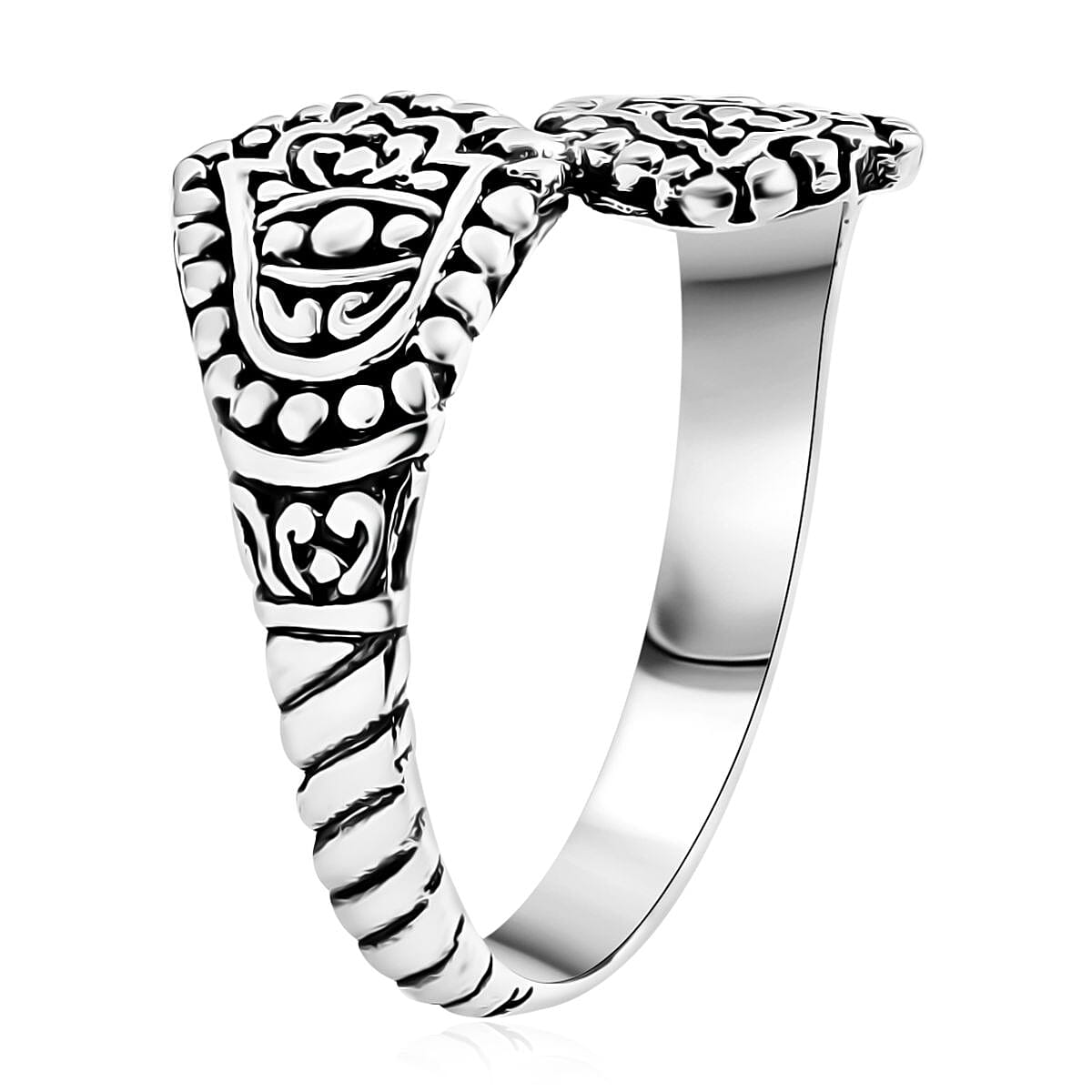  Bali Legacy Sterling Silver Bypass Ring (Size 8.0) 4.23 Grams image number 3