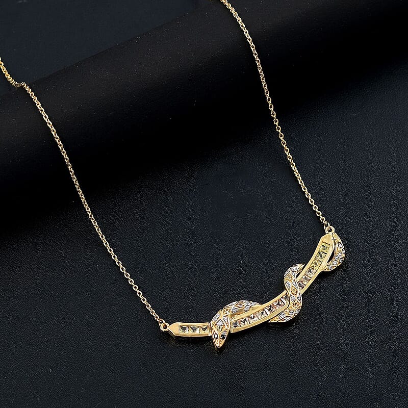 D'Joy Madagascar Yellow Sapphire and Multi Gemstone 2.50 ctw Snake Necklace in 18K Vermeil Yellow Gold Over Sterling Silver 20 Inches