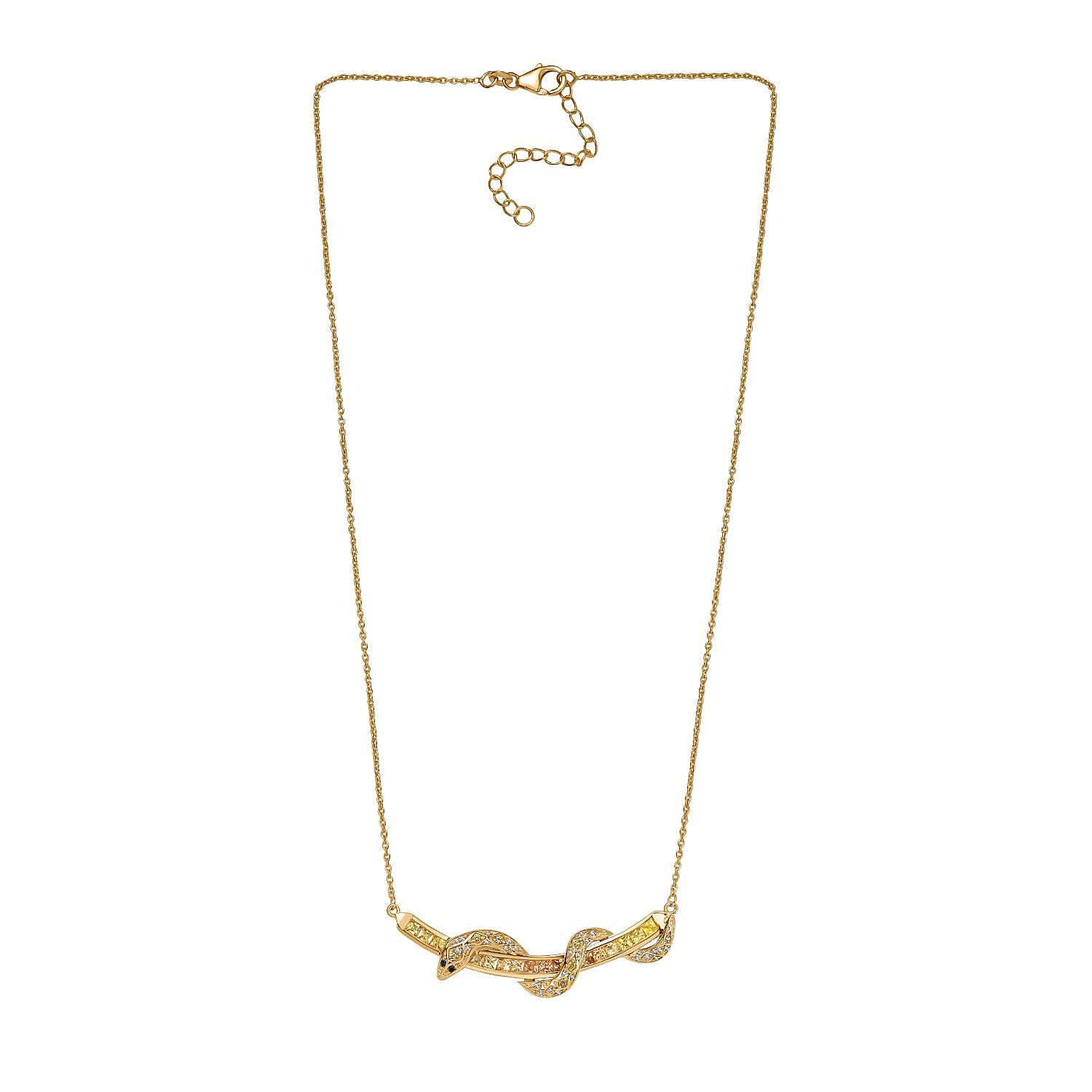 D'Joy Madagascar Yellow Sapphire and Multi Gemstone 2.50 ctw Snake Necklace in 18K Vermeil Yellow Gold Over Sterling Silver 20 Inches