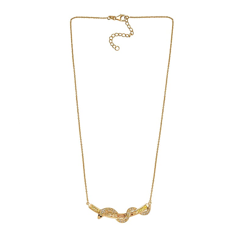 D'Joy Madagascar Yellow Sapphire and Multi Gemstone 2.50 ctw Snake Necklace in 18K Vermeil Yellow Gold Over Sterling Silver 20 Inches