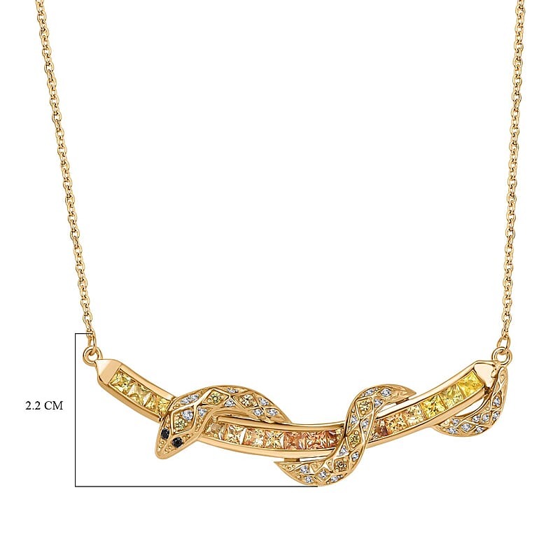 D'Joy Madagascar Yellow Sapphire and Multi Gemstone 2.50 ctw Snake Necklace in 18K Vermeil Yellow Gold Over Sterling Silver 20 Inches