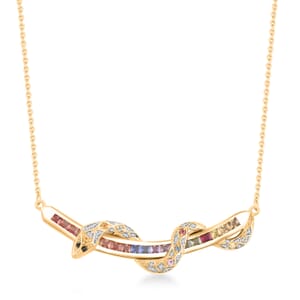 Multi Sapphire and Multi Gemstone 2.40 ctw Snake Necklace in 18K Vermeil Yellow Gold Over Sterling Silver 20 Inches