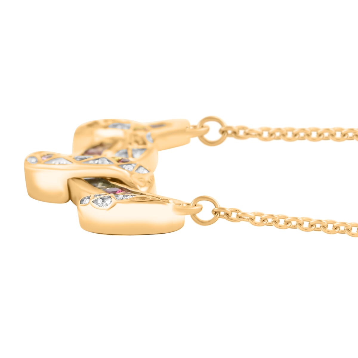 Multi Sapphire and Multi Gemstone 2.40 ctw Snake Necklace in 18K Vermeil Yellow Gold Over Sterling Silver 20 Inches image number 3