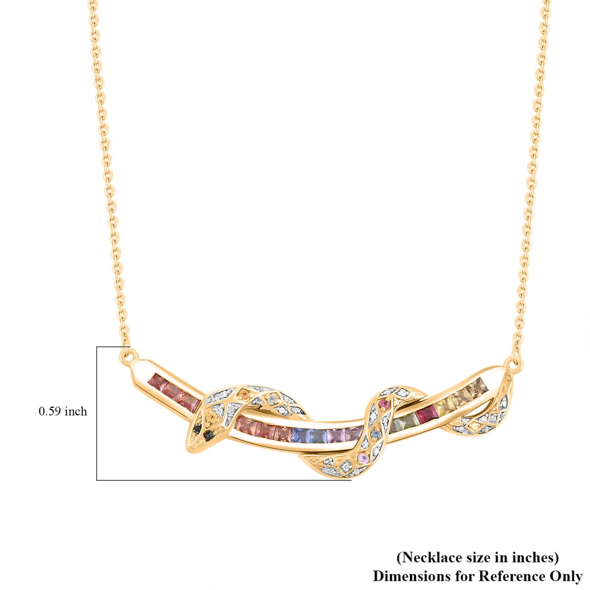 Multi Sapphire and Multi Gemstone 2.40 ctw Snake Necklace in 18K Vermeil Yellow Gold Over Sterling Silver 20 Inches image number 5