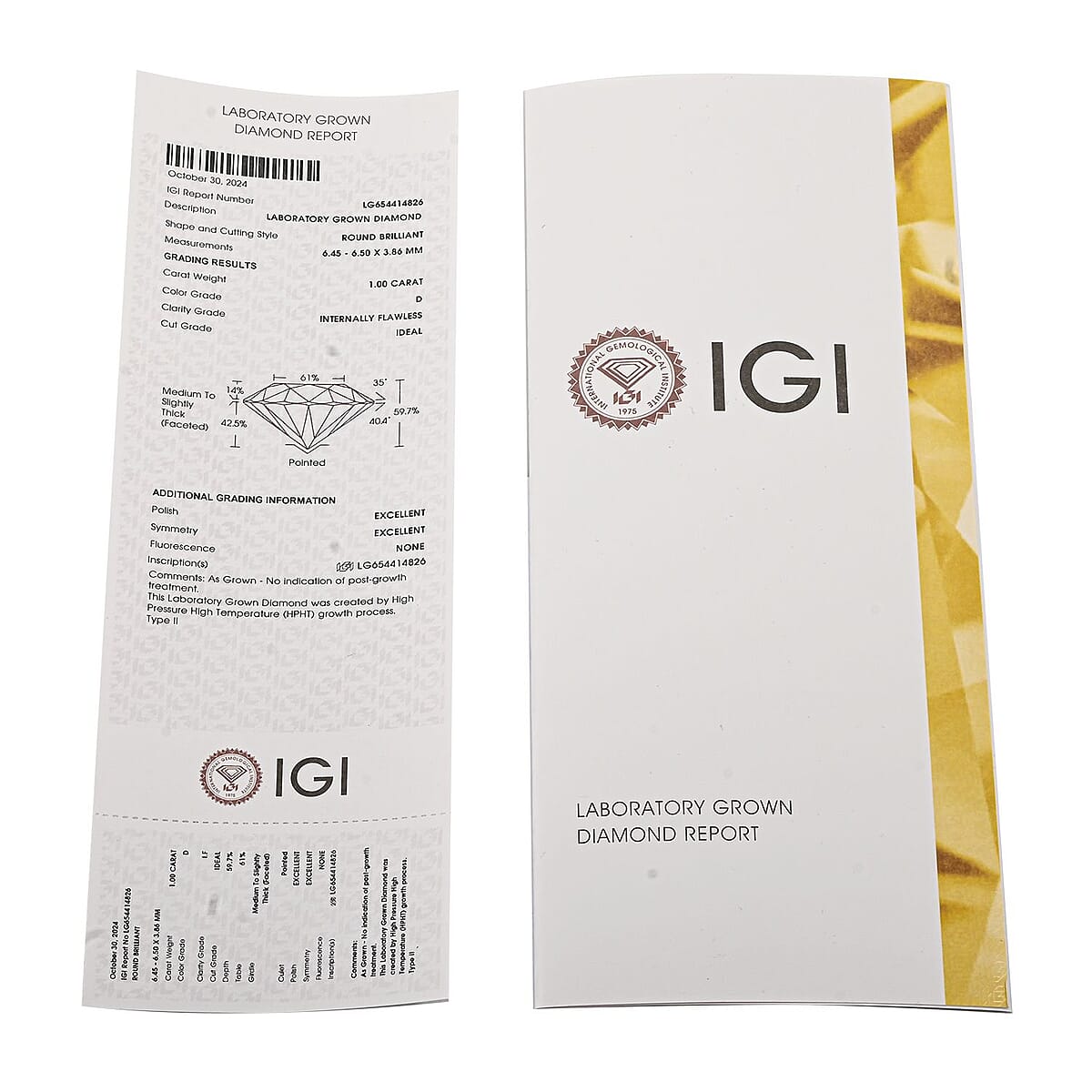IGI Certified Luxuriant Lab Grown Diamond (IF - D) (Rnd 6.35mm) Internally Flawless 1.00 ctw image number 4