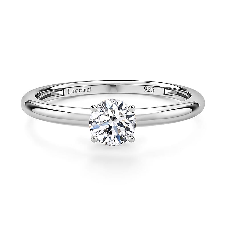 Luxuriant Lab Grown Diamond E-F VS 0.50 ctw Solitaire Ring in Platinum Over Sterling Silver (Size 10.0)