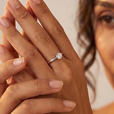 Luxuriant Lab Grown Diamond E-F VS 0.50 ctw Solitaire Ring in Platinum Over Sterling Silver (Size 10.0)