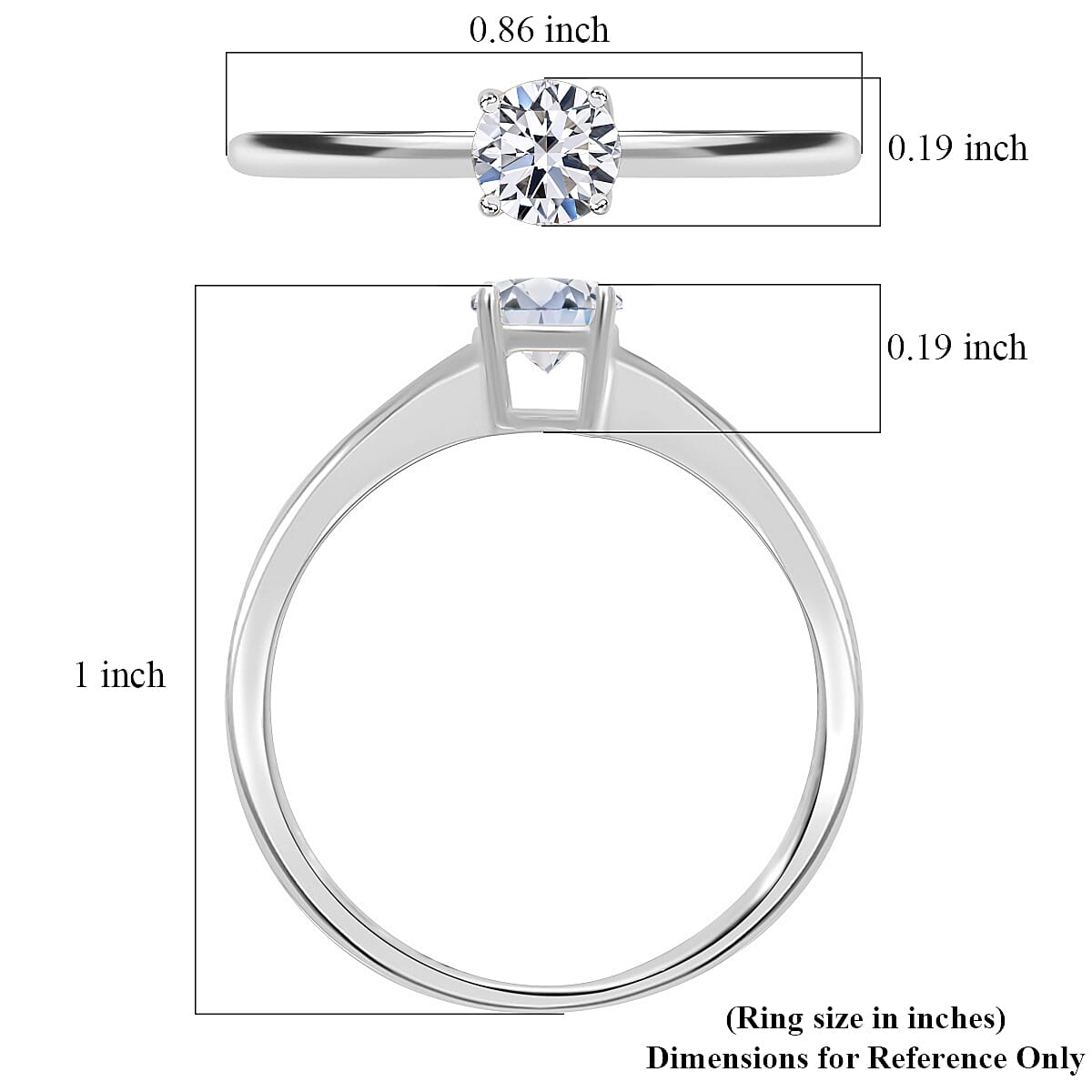 Luxuriant Lab Grown Diamond E-F VS 0.50 ctw Solitaire Ring in Platinum Over Sterling Silver (Size 10.0) image number 5