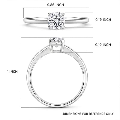 Luxuriant Lab Grown Diamond E-F VS 0.50 ctw Solitaire Ring in Platinum Over Sterling Silver (Size 10.0)