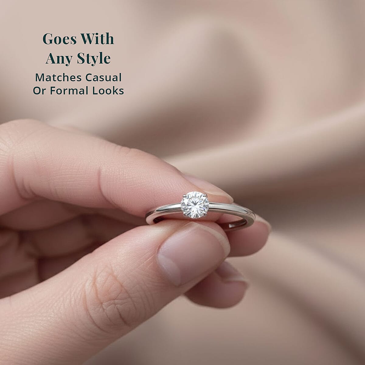 Luxuriant Lab Grown Diamond E-F VS 0.50 ctw Solitaire Ring in Platinum Over Sterling Silver (Size 7.0) image number 5