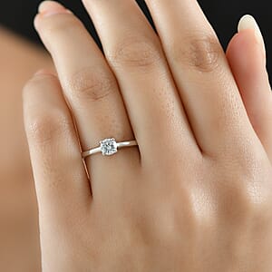 Luxuriant Lab Grown Diamond E-F VS 0.50 ctw Solitaire Ring in Platinum Over Sterling Silver (Size 8.0)