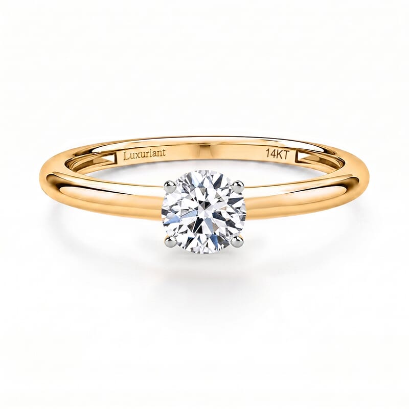 14K Yellow Gold Luxuriant Lab Grown Diamond (E-F, VS) Solitaire Ring (Size 4.0) 0.50 ctw