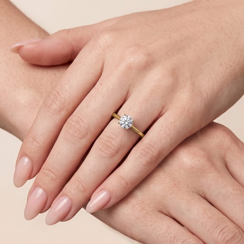 14K Yellow Gold Luxuriant Lab Grown Diamond (E-F, VS) Solitaire Ring (Size 4.0) 0.50 ctw