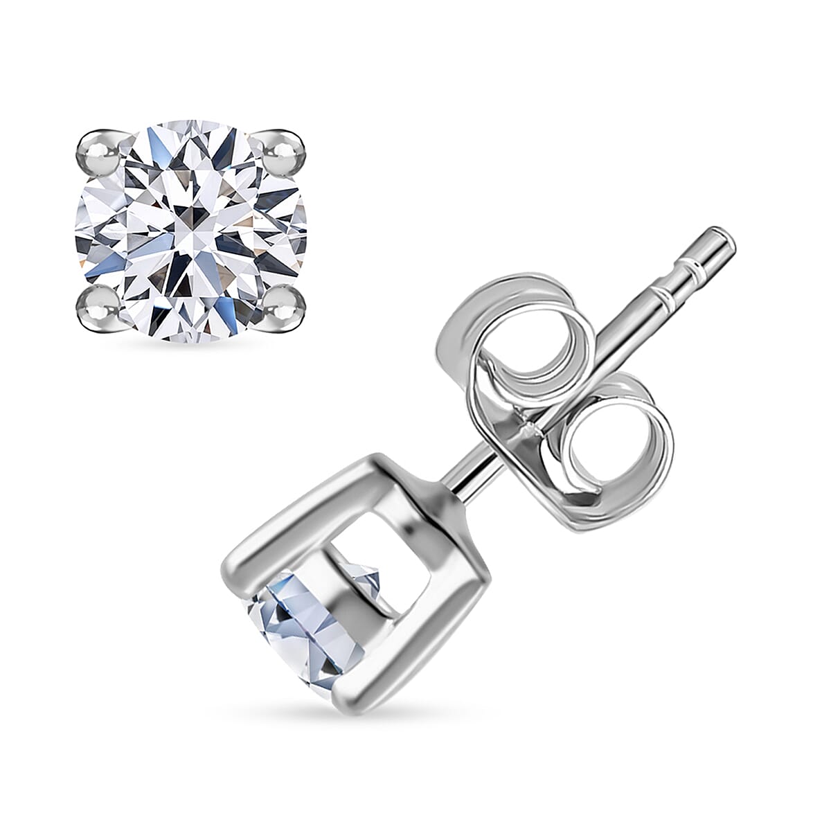 Luxuriant Lab Grown Diamond E-F VS 0.50 ctw Stud Earrings in Platinum Over Sterling Silver image number 0