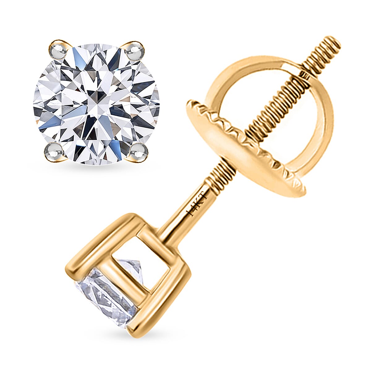  Luxuriant Lab Grown Diamond E-F VS 1.00 ctw Stud Earrings in 14K Yellow Gold image number 0