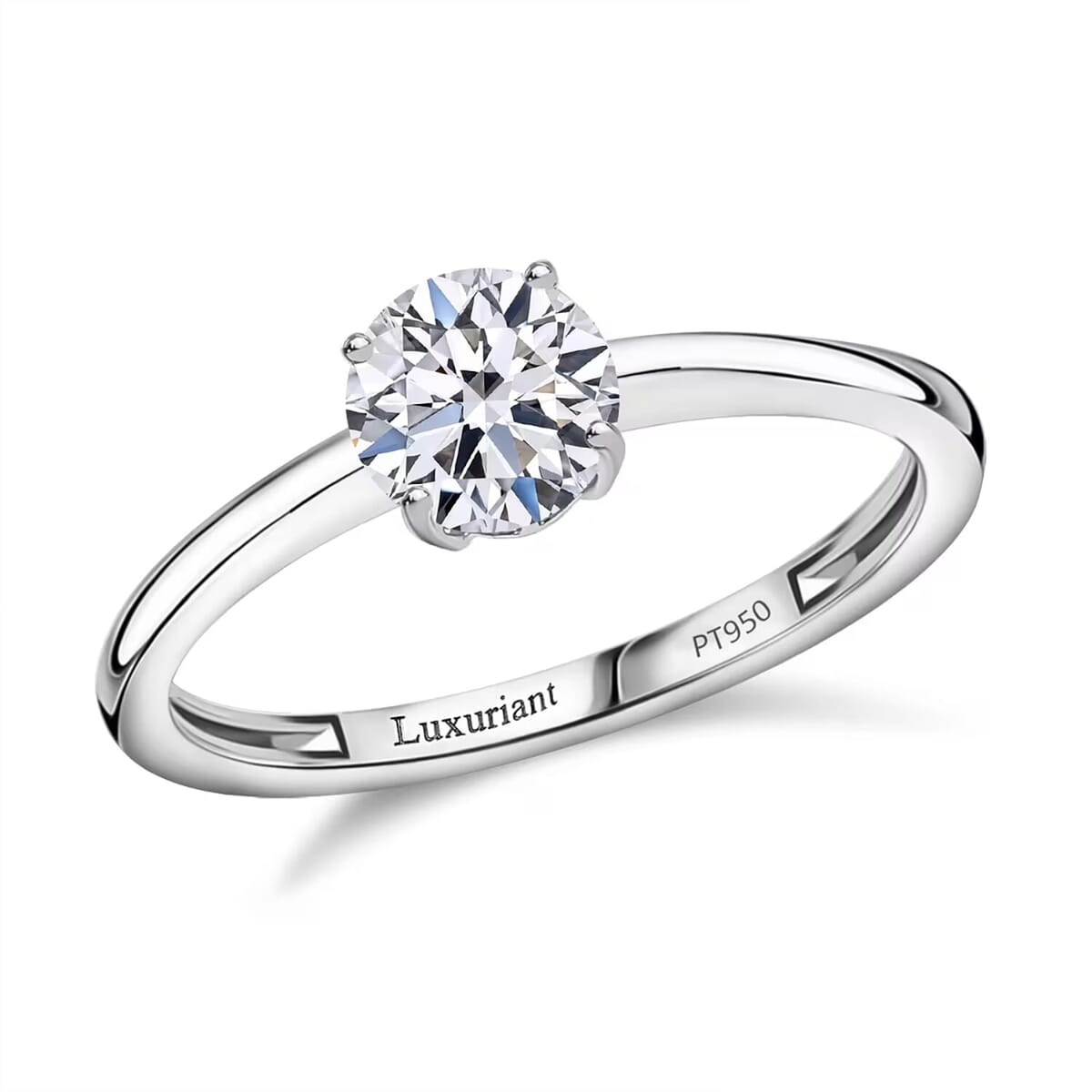 IGI Certified 950 Platinum Luxuriant Lab Grown Diamond (E-F, VS) Ring (Size 4.5) 1.00 ctw image number 0