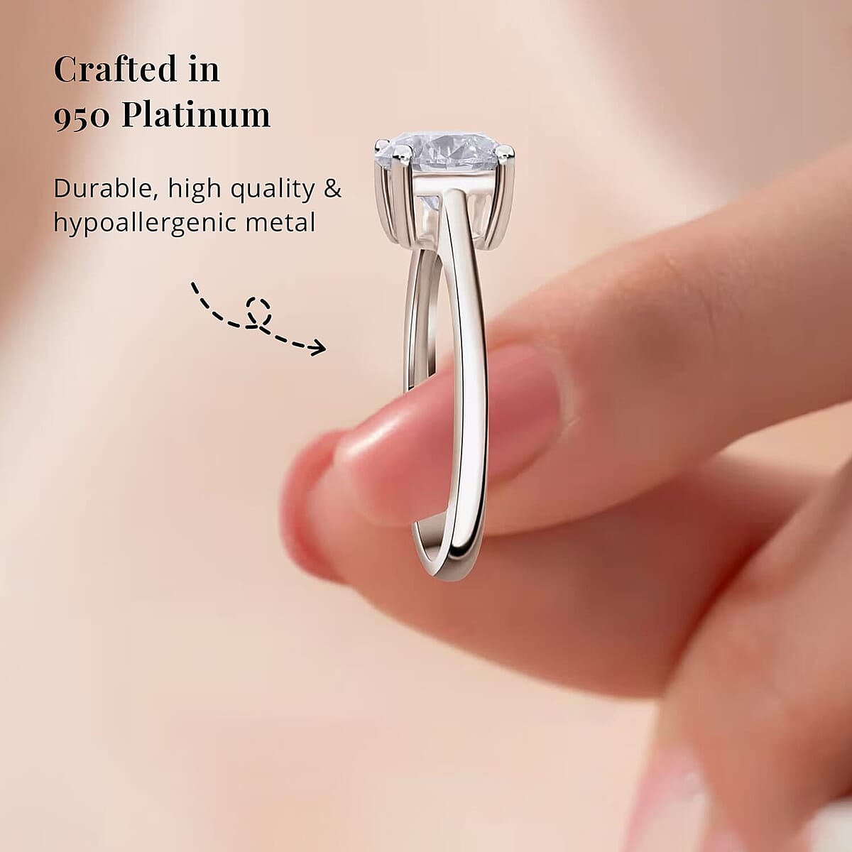 IGI Certified 950 Platinum Luxuriant Lab Grown Diamond (E-F, VS) Ring (Size 5.5) 1.00 ctw image number 4