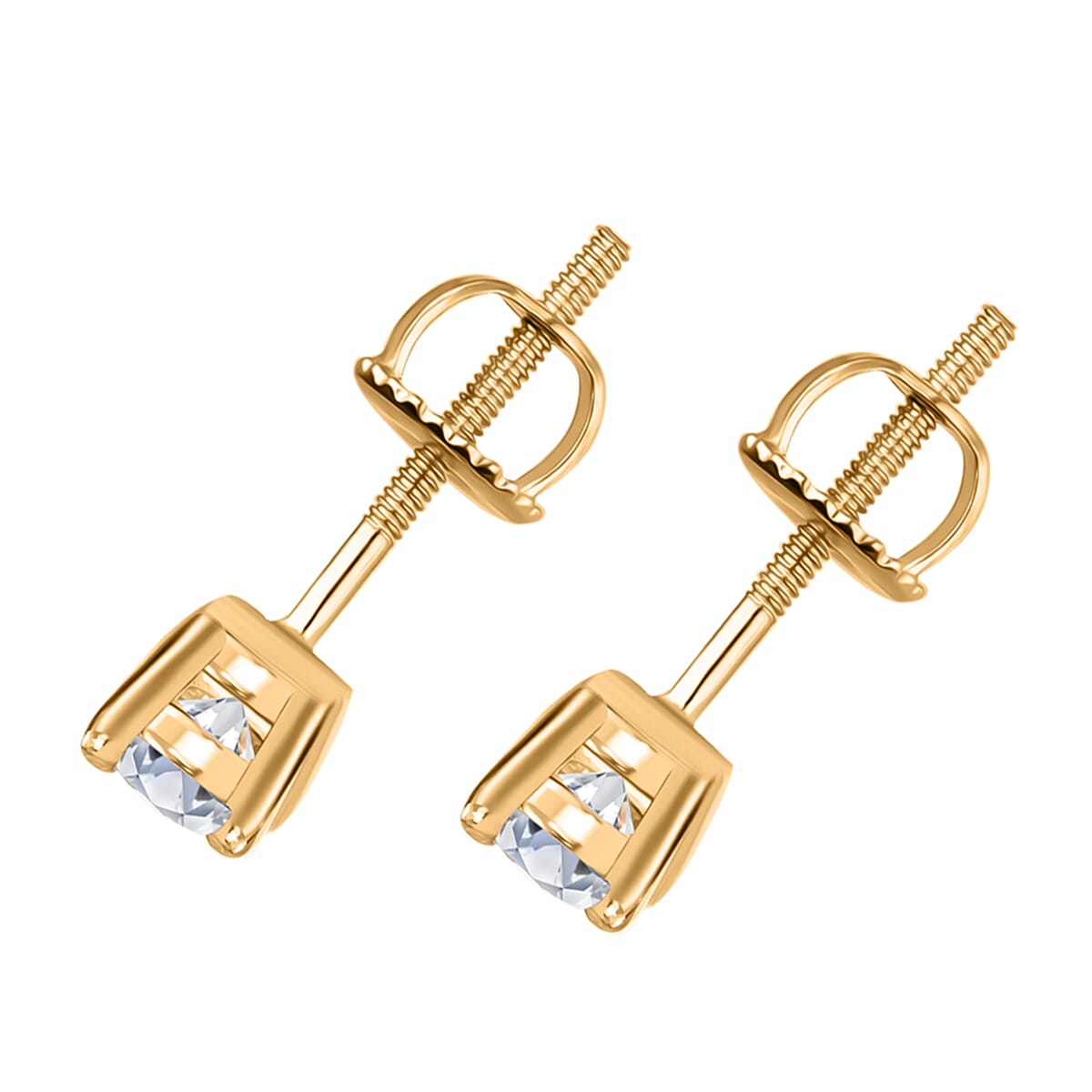 Luxuriant Lab Grown Diamond E-F VS 0.50 ctw Stud Earrings in 14K Yellow Gold image number 3