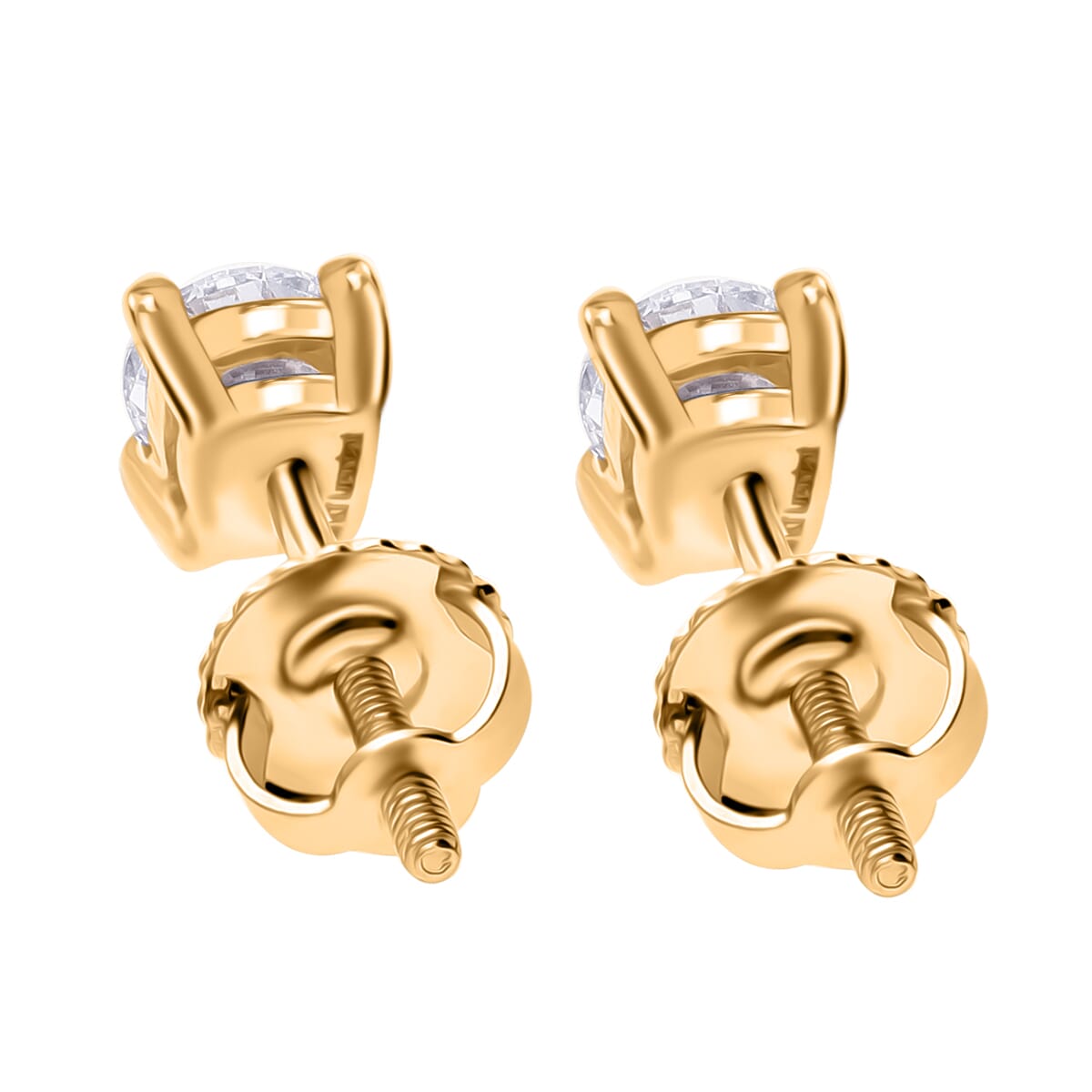 Luxuriant Lab Grown Diamond E-F VS 0.50 ctw Stud Earrings in 14K Yellow Gold image number 4