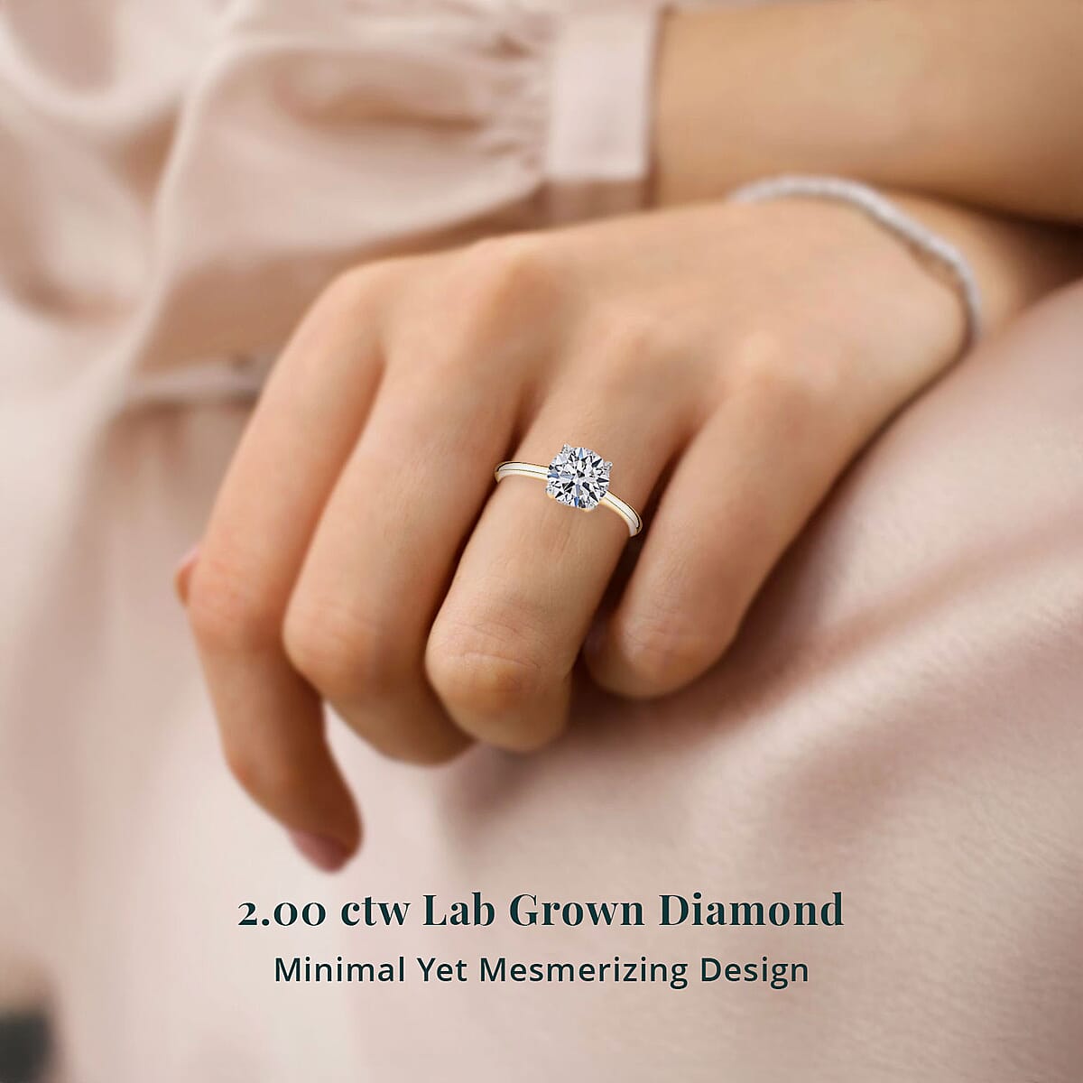 IGI Certified 14K Yellow Gold Luxuriant Lab Grown Diamond (E-F, VS) Ring (Size 7.5) 2.00 ctw image number 1