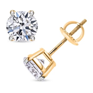 IGI Certified Luxuriant Lab Grown Diamond E-F VS 2.00 ctw Stud Earrings in 14K Yellow Gold