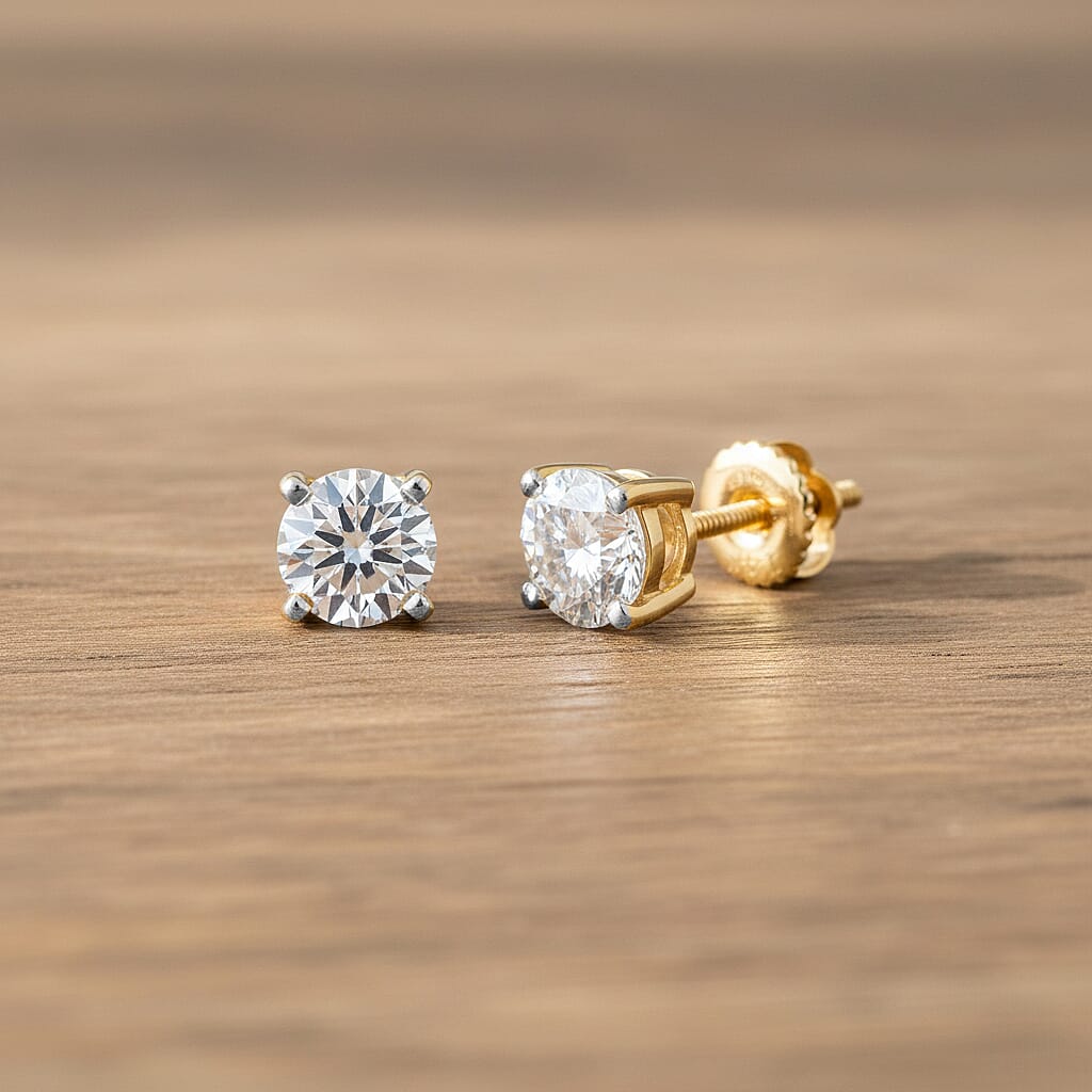 IGI Certified Luxuriant Lab Grown Diamond E-F VS 2.00 ctw Stud Earrings in 14K Yellow Gold