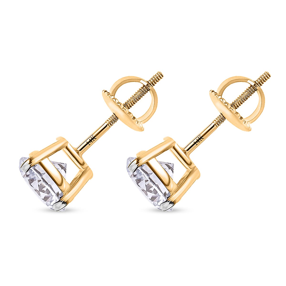 IGI Certified Luxuriant Lab Grown Diamond E-F VS 2.00 ctw Stud Earrings in 14K Yellow Gold