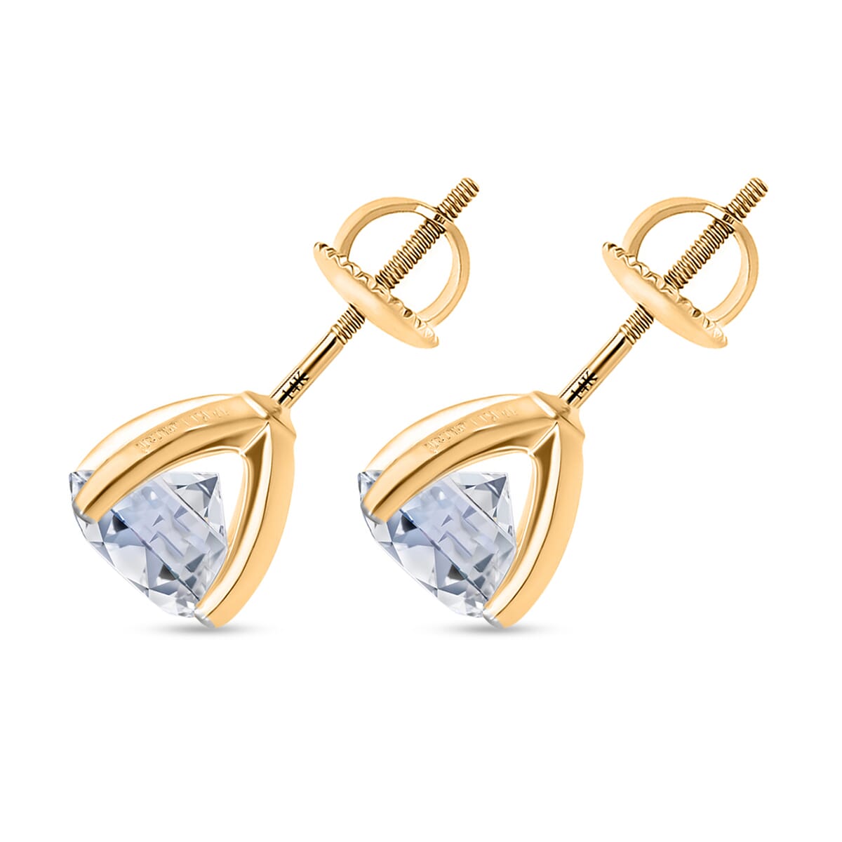 IGI Certified Luxuriant Lab Grown Diamond E-F VS 3.00 ctw Stud Earrings in 14K Yellow Gold image number 3