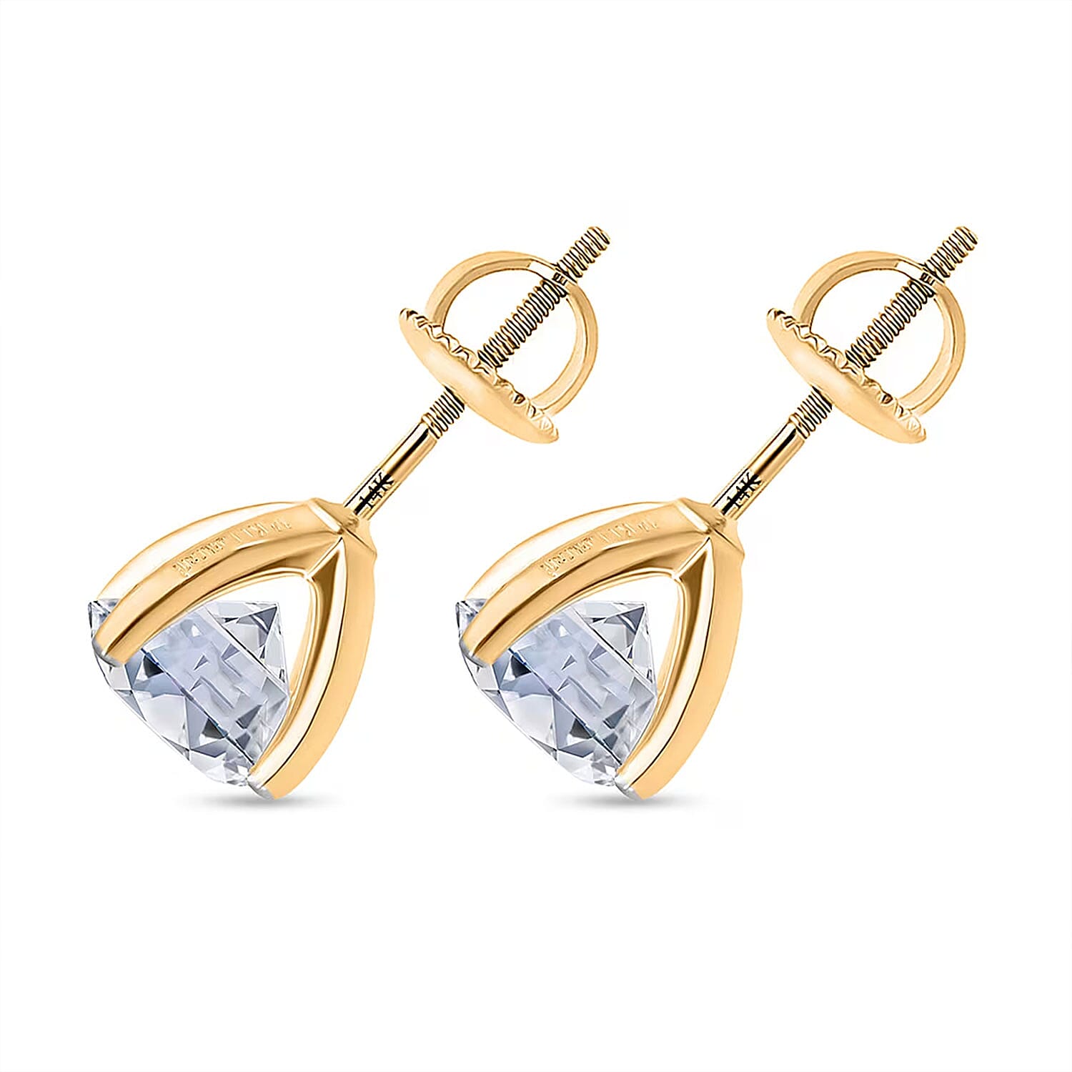 IGI Certified Luxuriant Lab Grown Diamond E-F VS 3.00 ctw Stud Earrings in 14K Yellow Gold