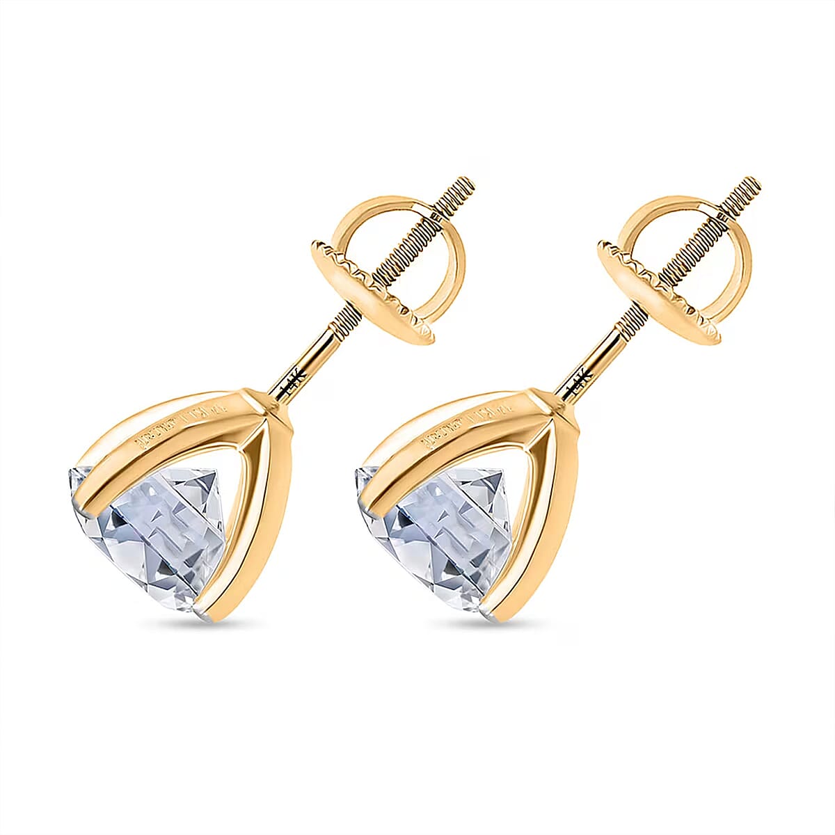 IGI Certified Luxuriant Lab Grown Diamond E-F VS 3.00 ctw Stud Earrings in 14K Yellow Gold image number 7