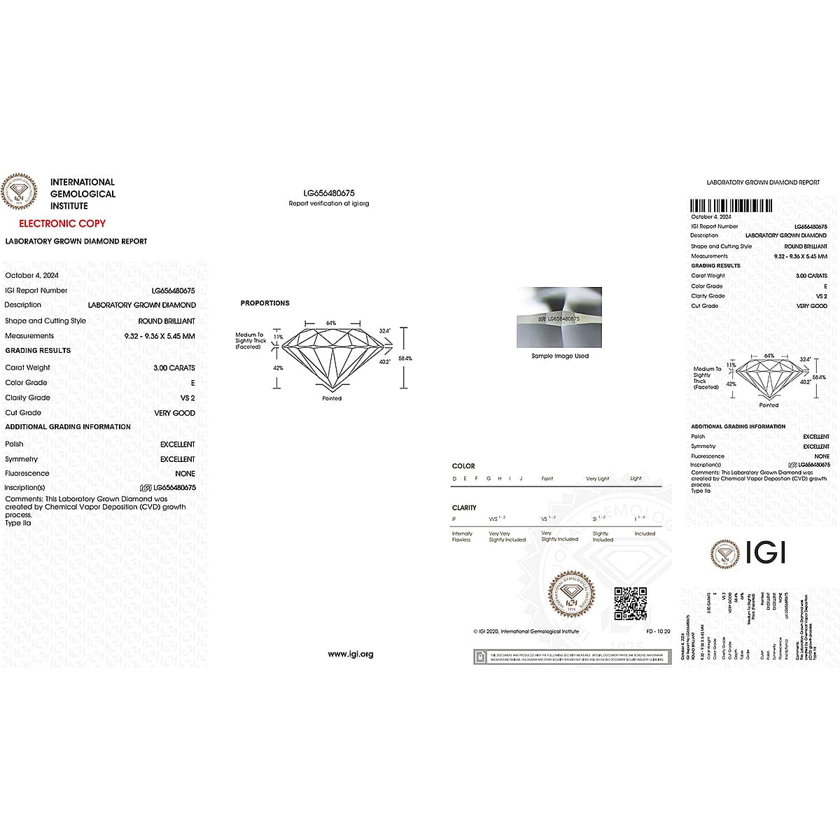 IGI Certified Luxuriant Lab Grown Diamond E-F VS 3.00 ctw Solitaire Ring in 950 Platinum (Size 10.0) image number 9