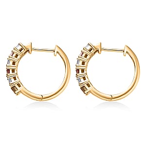 D'Joy Multi Sapphire and Moissanite 2.00 ctw Color Crest Hoop Earrings in 18K Vermeil Yellow Gold Over Sterling Silver