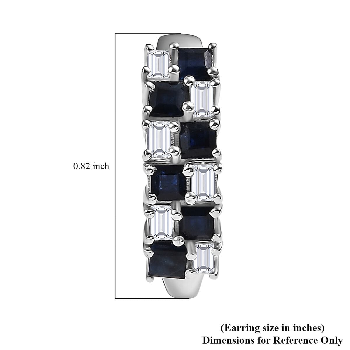 D'Joy Blue Sapphire and Moissanite 2.10 ctw Midnight Lineage Earrings in Rhodium Over Sterling Silver image number 5